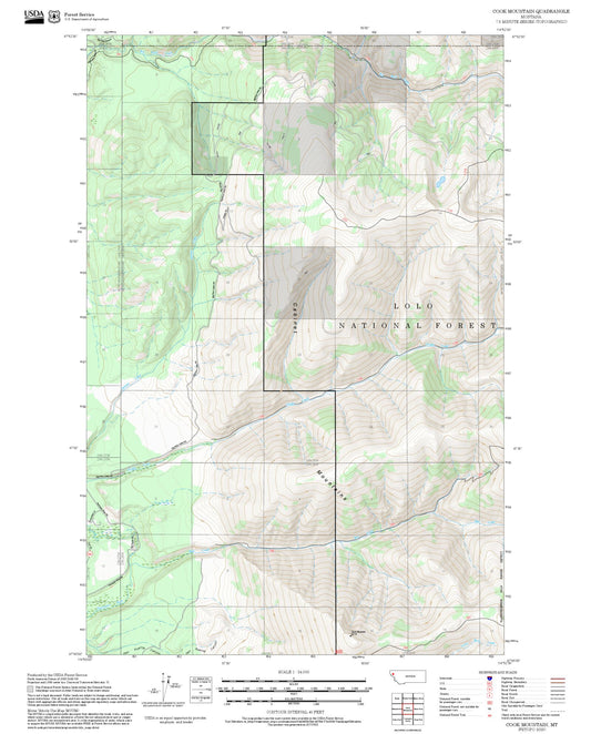 2025 Forest Service Topo Map of Cook Mountain Montana