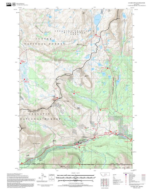 2025 Forest Service Topo Map of Cooke City Montana