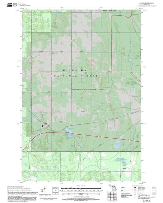 2025 Forest Service Topo Map of Cooks Michigan