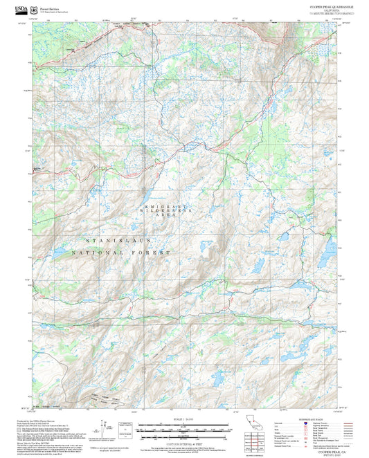 2025 Forest Service Topo Map of Cooper Peak California