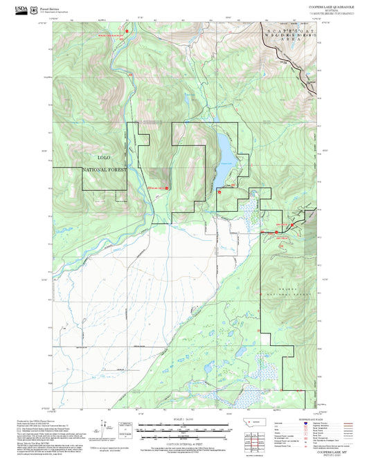2025 Forest Service Topo Map of Coopers Lake Montana