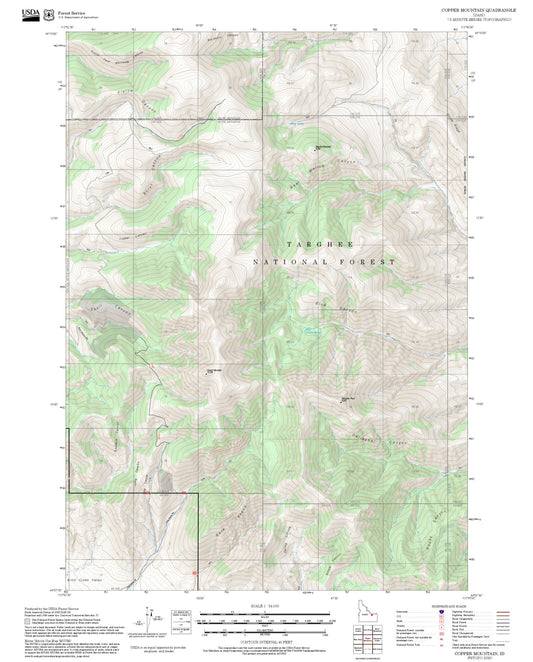 2025 Forest Service Topo Map of Copper Mountain Idaho