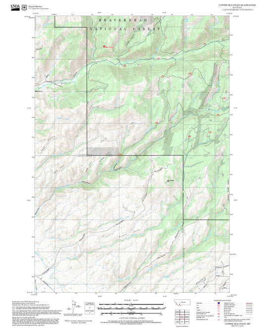 2025 Forest Service Topo Map of Copper Mountain Montana