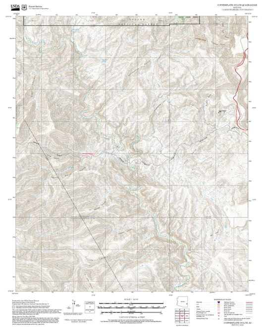 2025 Forest Service Topo Map of Copperplate Gulch Arizona