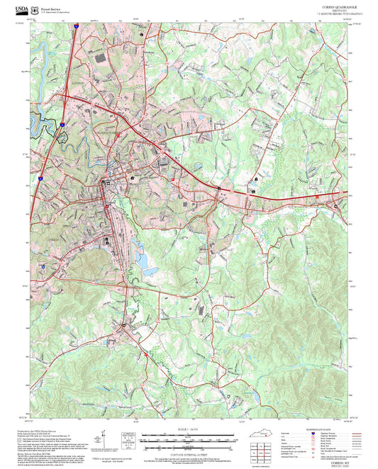 2025 Forest Service Topo Map of Corbin Kentucky