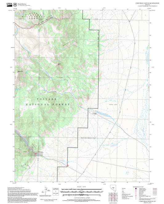 2025 Forest Service Topo Map of Corcoran Canyon Nevada