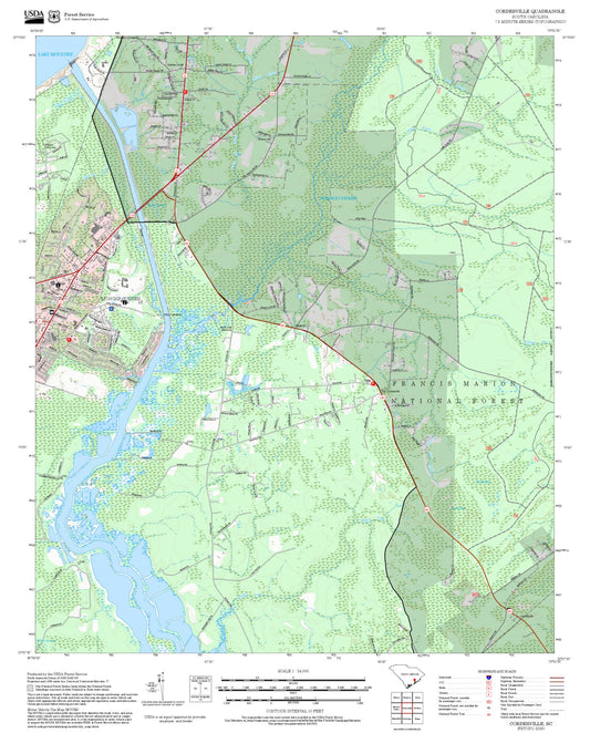 2025 Forest Service Topo Map of Cordesville South Carolina