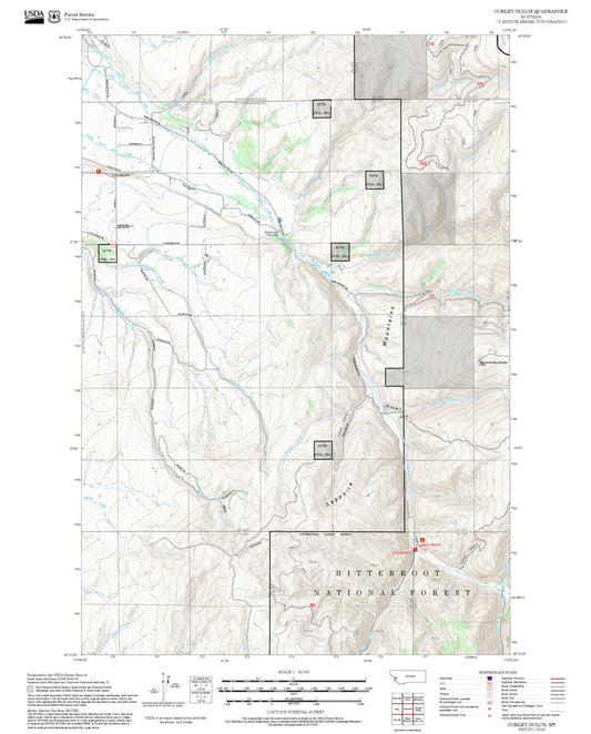 2025 Forest Service Topo Map of Corley Gulch Montana
