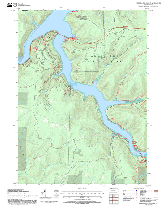 2025 Forest Service Topo Map of Cornplanter Bridge Pennsylvania