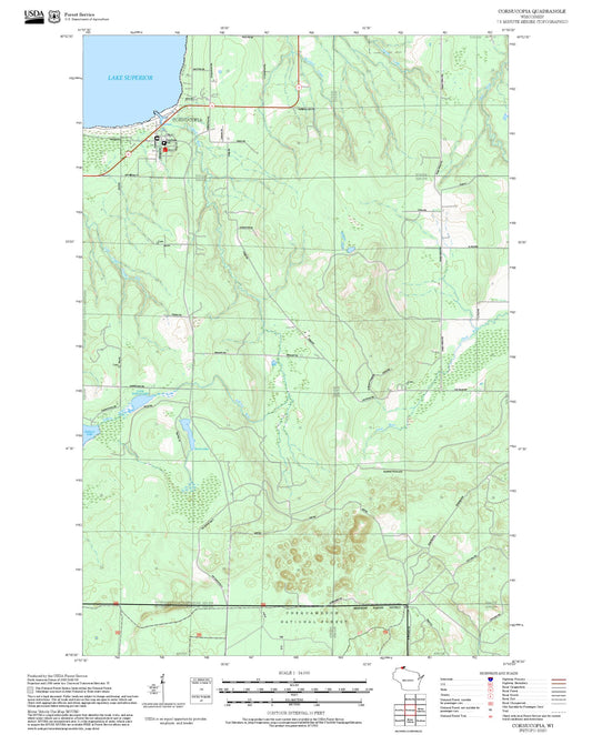 2025 Forest Service Topo Map of Cornucopia Wisconsin
