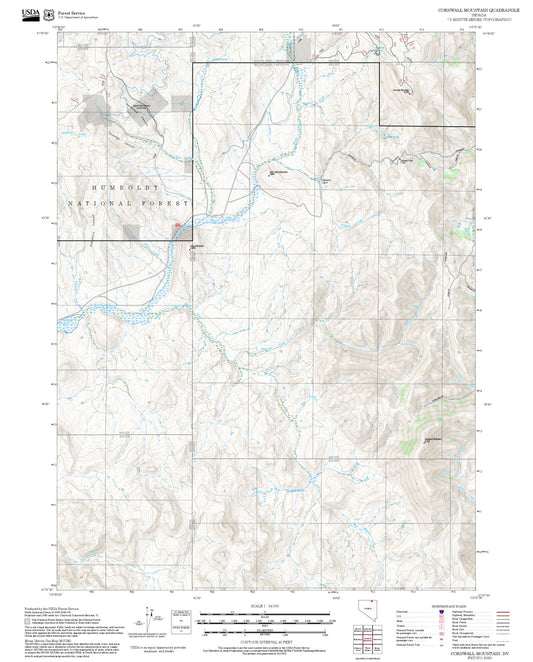 2025 Forest Service Topo Map of Cornwall Mountain Nevada