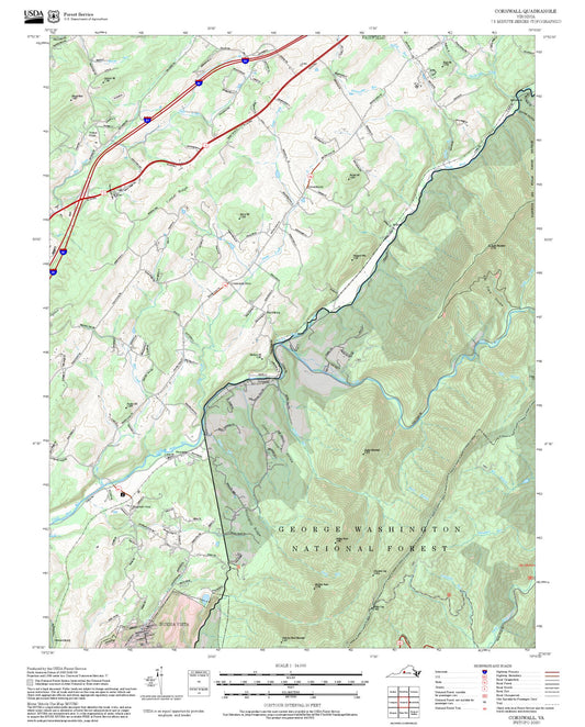 2025 Forest Service Topo Map of Cornwall Virginia