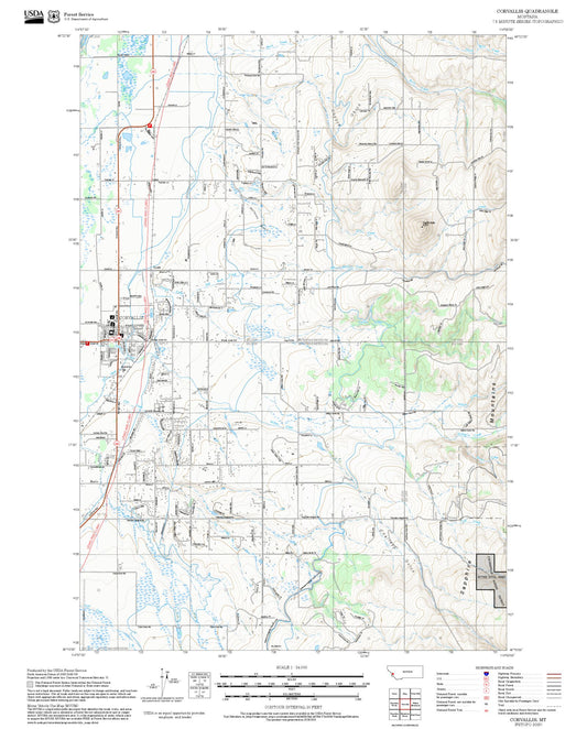 2025 Forest Service Topo Map of Corvallis Montana