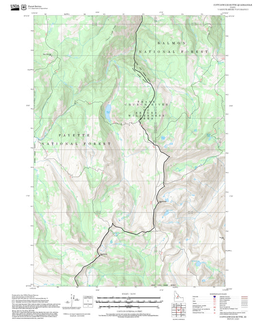 2025 Forest Service Topo Map of Cottonwood Butte Idaho