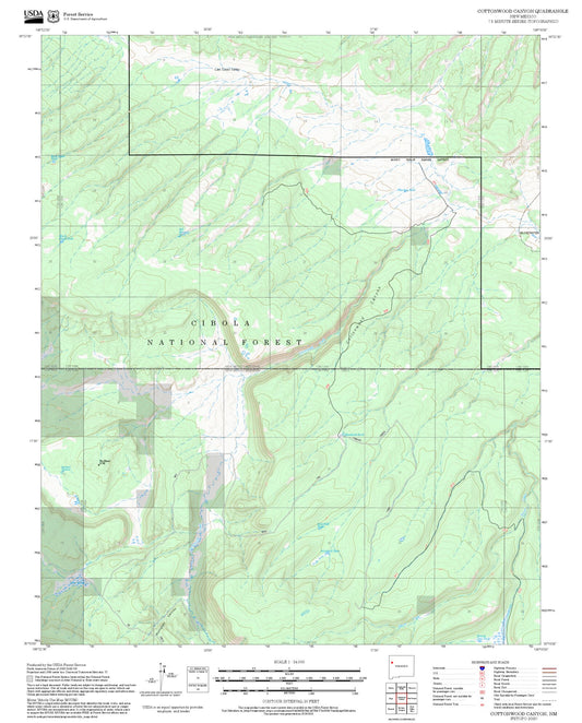 2025 Forest Service Topo Map of Cottonwood Canyon New Mexico
