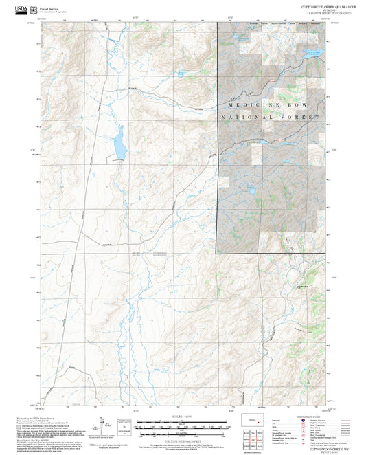 2025 Forest Service Topo Map of Cottonwood Creek Wyoming