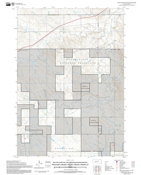 2025 Forest Service Topo Map of Cottonwood NE South Dakota