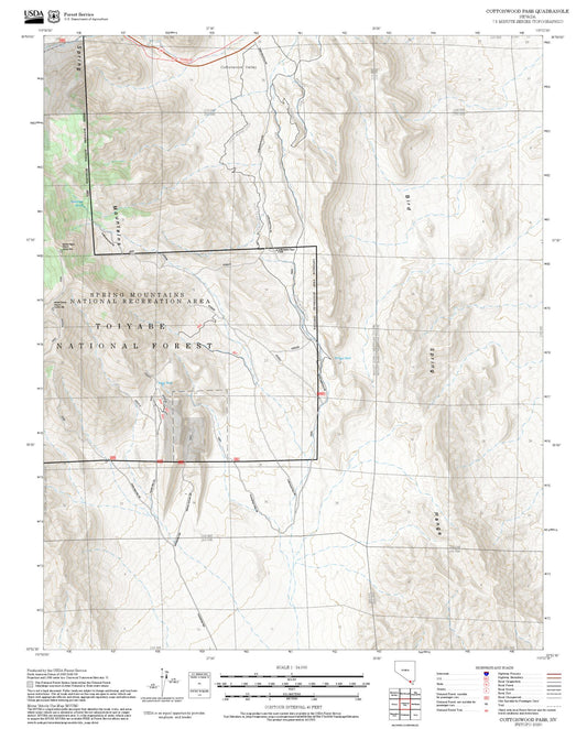 2025 Forest Service Topo Map of Cottonwood Pass Nevada