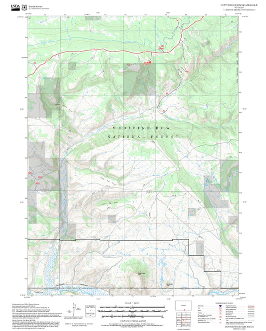 2025 Forest Service Topo Map of Cottonwood Rim Wyoming