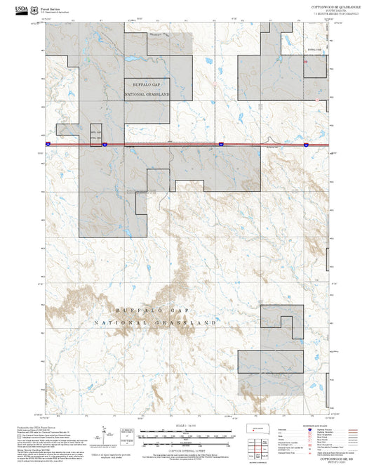 2025 Forest Service Topo Map of Cottonwood SE South Dakota