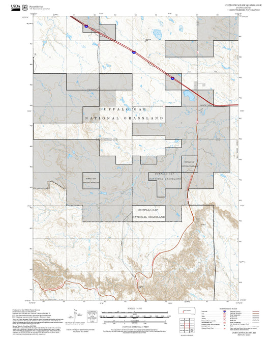 2025 Forest Service Topo Map of Cottonwood SW South Dakota