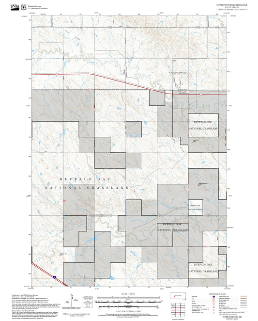 2025 Forest Service Topo Map of Cottonwood South Dakota