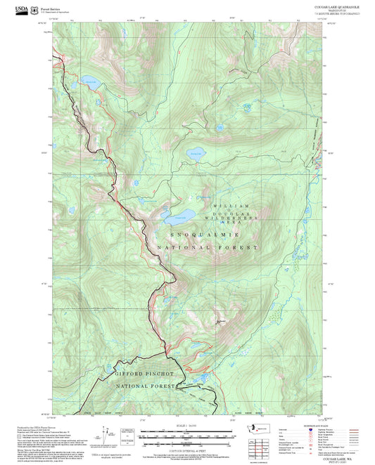 2025 Forest Service Topo Map of Cougar Lake Washington