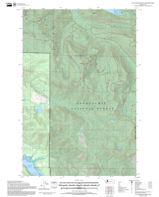 2025 Forest Service Topo Map of Cougar Mountain Washington