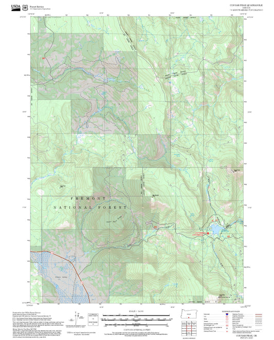 2025 Forest Service Topo Map of Cougar Peak Oregon