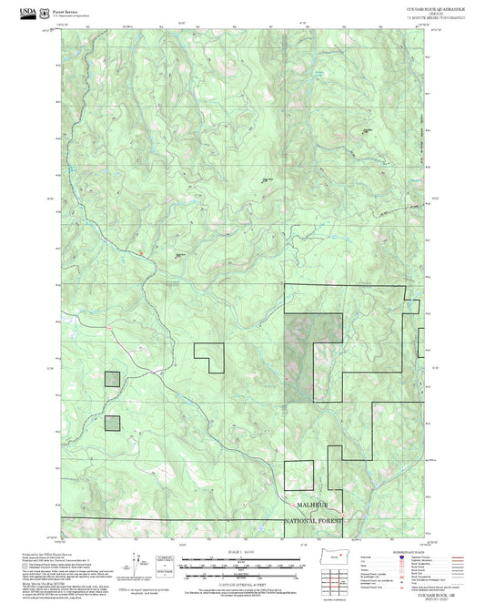 2025 Forest Service Topo Map of Cougar Rock Oregon