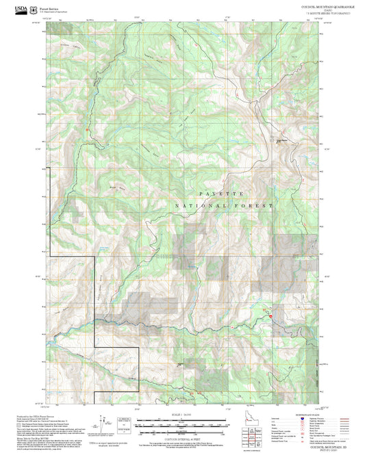 2025 Forest Service Topo Map of Council Mountain Idaho