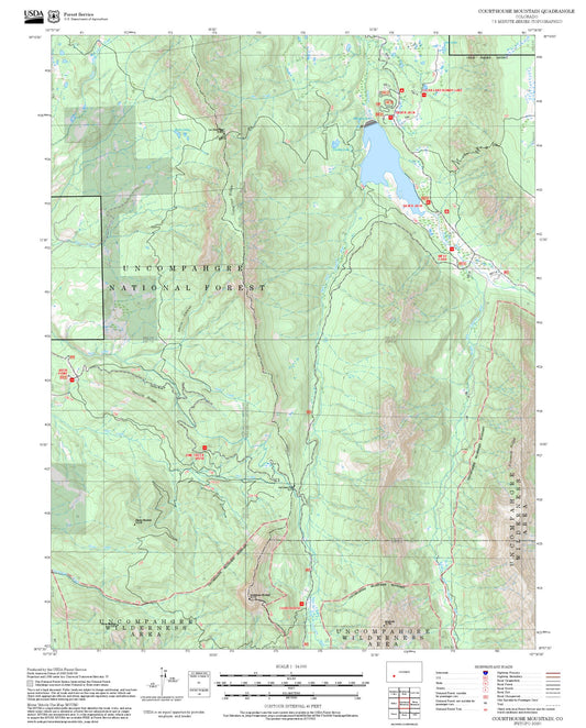 2025 Forest Service Topo Map of Courthouse Mountain Colorado