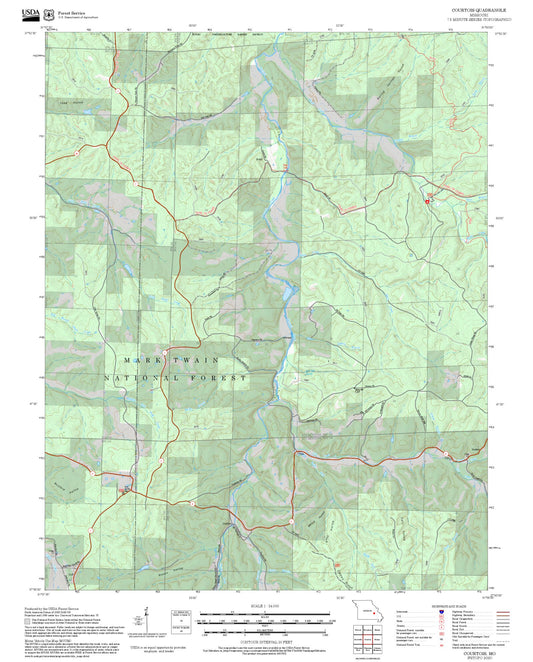2025 Forest Service Topo Map of Courtois Missouri