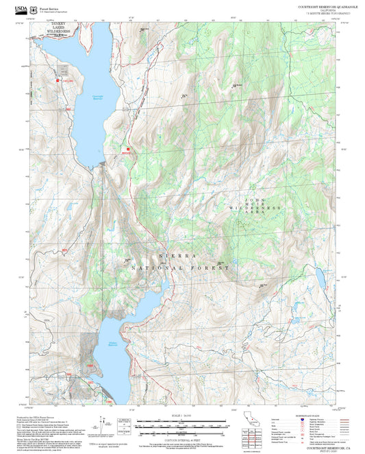 2025 Forest Service Topo Map of Courtright Reservoir California
