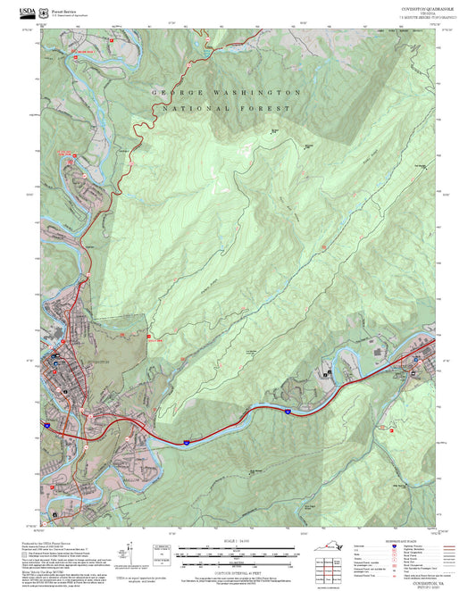2025 Forest Service Topo Map of Covington Virginia