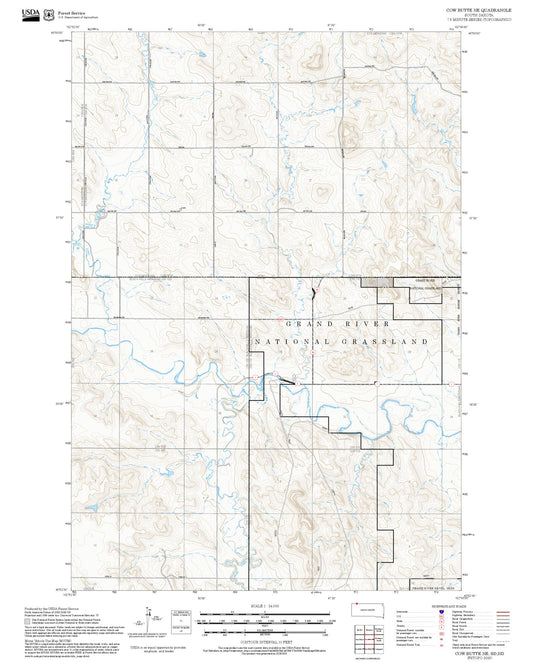 2025 Forest Service Topo Map of Cow Butte NE South Dakota