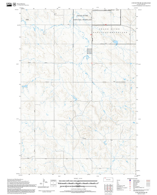 2025 Forest Service Topo Map of Cow Butte SE South Dakota