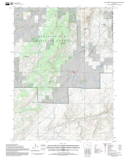 2025 Forest Service Topo Map of Cow Creek Mountain Wyoming
