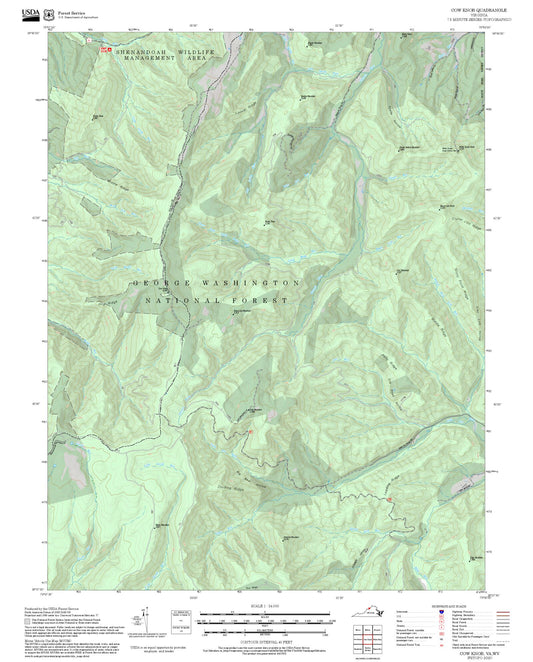 2025 Forest Service Topo Map of Cow Knob Virginia