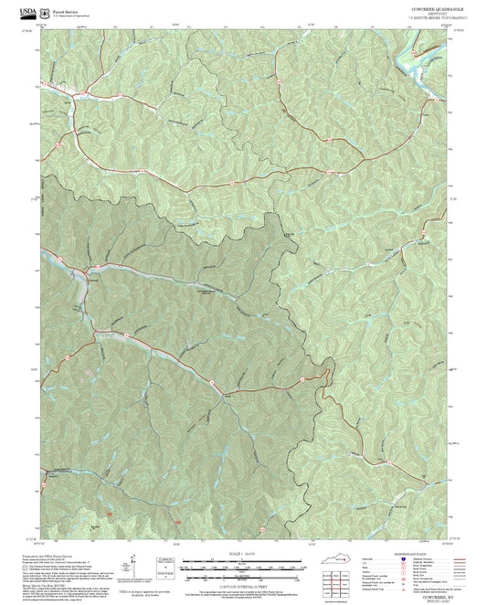 2025 Forest Service Topo Map of Cowcreek Kentucky