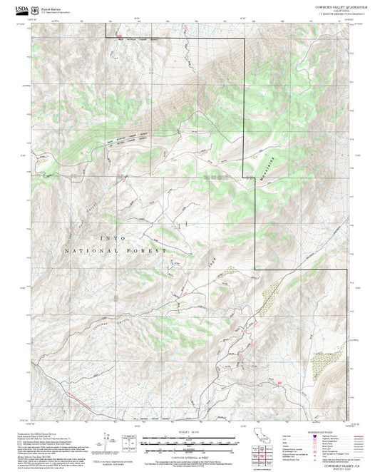 2025 Forest Service Topo Map of Cowhorn Valley California