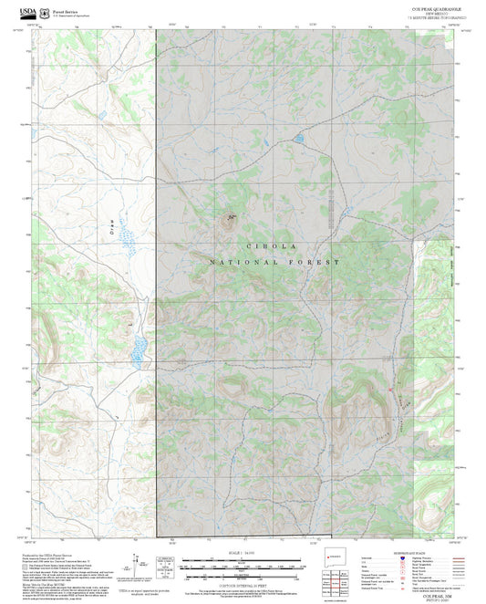 2025 Forest Service Topo Map of Cox Peak New Mexico