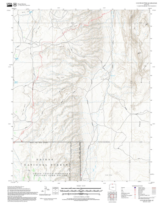 2025 Forest Service Topo Map of Coyote Buttes Arizona