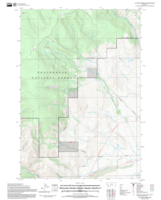2025 Forest Service Topo Map of Coyote Creek Montana