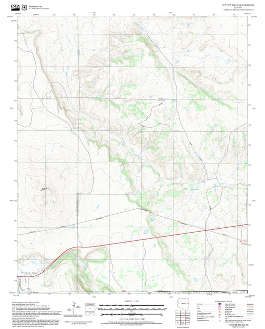 2025 Forest Service Topo Map of Coyote Hills Arizona