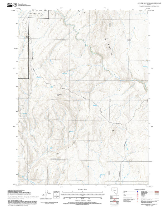 2025 Forest Service Topo Map of Coyote Mountain Nevada