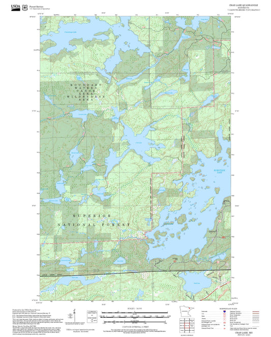 2025 Forest Service Topo Map of Crab Lake Minnesota