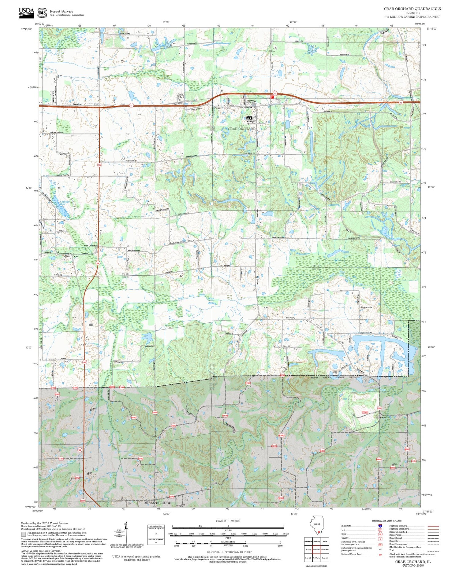 2025 Forest Service Topo Map of Crab Orchard Illinois