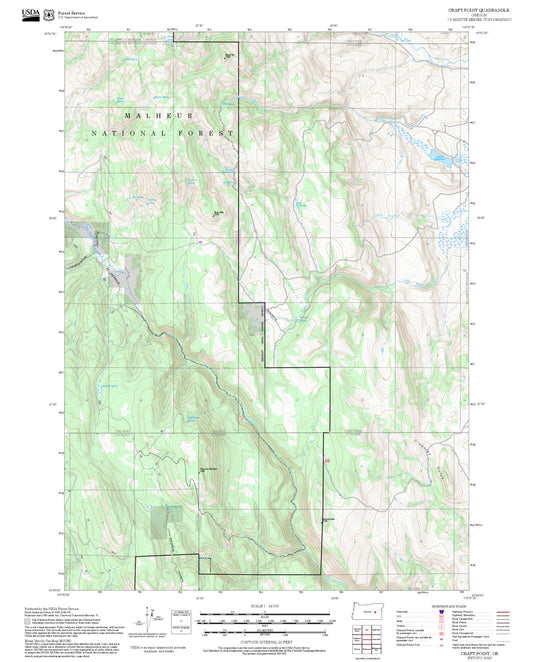 2025 Forest Service Topo Map of Craft Point Oregon