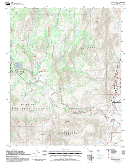 2025 Forest Service Topo Map of Crag Peak California